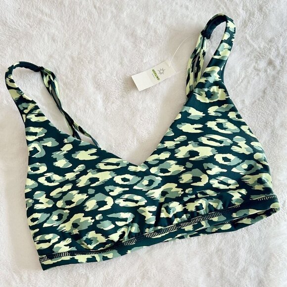 NWT Aerie Offline Goals Sports Bra Deep Forest Green Animal Print - M - Picture 2 of 8